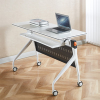 Bureau pliant multifonctionnel et mobile, table de formation et de négociation avec structure métallique, table d'étude pliable pour adultes, idéale pour la formation scolaire