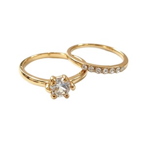 KC Gold Plated Double Layer Cubic Zirconia <b>Rings</b> Shiny CZ Inlaid Thin Band <b>Couple</b> Promise Finger <b>Rings</b> - Product Image 6