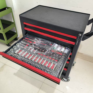 Carrello Portautensili Professionale a 7 Cassetti Nero Rosso, 423 Utensili Manuali, Ruote Silenziose da 5 Pollici per Officina Auto e Stazioni 4S - Product Image 6