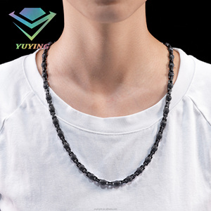 Cadena de diseño de moda con forma de bola negra, diamante moissanita VVS, pasa la prueba del diamante, certificado GRA, cadena con eslabones tipo nariz de cerdo, regalo unisex. - Product Image 4