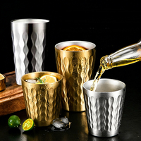 Mug isotherme rétro double paroi en acier inoxydable doré pour lait et bière, grande capacité, portable, idéal pour le camping, cadeau