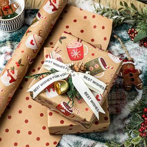 Christmas Wrapping Paper Roll Reversible Kraft Holiday <b>Mugs</b> Design 46.8 Square Feet Gift Craft Packaging - Product Image 6