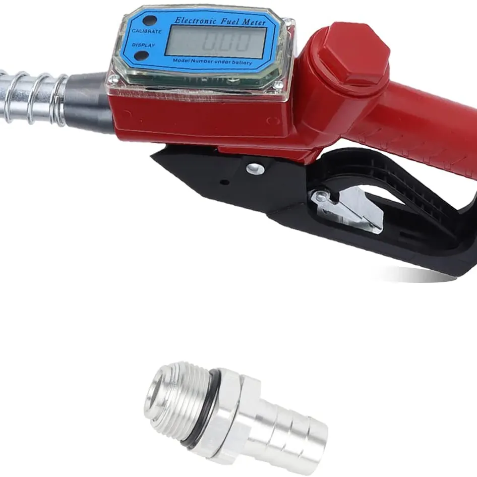 Digital Fuel Gun Nozzle, Manual Fuel Oil Gasoline Gun Nozzle with Digital Flow Meter Fueling Nozzle for Filling Fluid such as Di