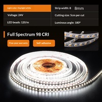 Bande LED flexible Lifong IP20 en cuivre 24V SMD 2835, 120 LED/m, 10W/m, Ra90, dimmable, haute densité, 5m, garantie 3 ans, 50000 heures