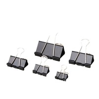 Clips de reliure en métal noir en gros d'usine, attaches pour documents à forte adhérence, porte-billets, papeterie de bureau, emballés en boîte