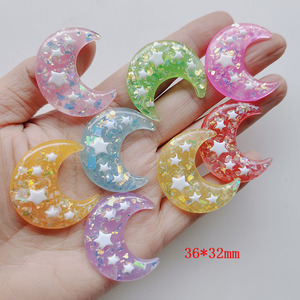 Breloques en résine, étoiles, <span class=keywords><strong>lune</strong></span> scintillantes, dessins animés, 50 pièces, pour téléphone portable, matériel de bricolage - Product Image 2