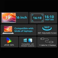 Moniteur d'ordinateur portable double écran 14'' 16'' triple LCD avec extension WLED, panneau E-IPS Type-C pour tous les PC Rospider