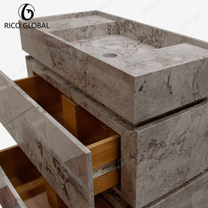 Mueble de Baño de Mármol Personalizado, Moderno, Independiente, con Cajón, para Proyectos de Hoteles y Villas - Product Image 6