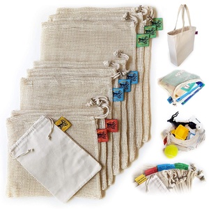Eco Friendly Zero Waste Reusable Produce Bag Muslin Pure Cotton Cloth Canvas Multipurpose Food Storage Organizing Grocery Bags