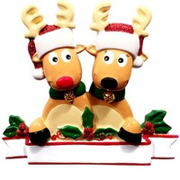 Ensemble d'ornements de Noël personnalisables en forme de famille de rennes, figurine de cerf en résine pour décoration d'arbre et cadeaux