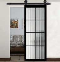 Puerta de vidrio estriado esmerilado interior de vidrio doble moderna al por mayor con rejillas