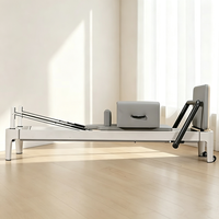 Plataforma de Entrenamiento de Pilates de Aluminio con Rieles Completos, Color Blanco, para Gimnasio en Casa, Ejercicio Personal, Entrenamiento Diario Profesional de Pilates