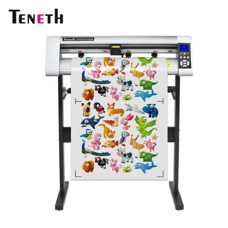 Teneth 24" 48" 59" chất lượng hàng đầu flexi 10 phần mềm cắt decal với tự động cắt đường viền