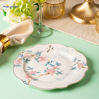 Nouvel ensemble de vaisselle en porcelaine fine de 59 pièces, assiette de 27 cm (10,5 po) peinte à la main, de luxe, résistante à la chaleur et compatible lave-vaisselle