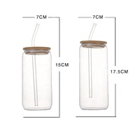 Gobelet en verre borosilicate avec couvercle en bambou naturel et paille en verre, idéal pour café froid, lait et thé