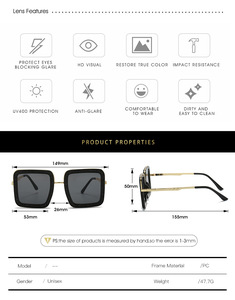 Offre Spéciale Lunettes de soleil carrées brillantes UV400 à la mode pour femmes Monture de lunettes avec logo personnalisé en blanc transparent avec un design en métal populaire - Product Image 5
