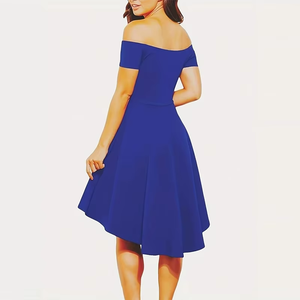 Robe mi-longue asymétrique pour femmes à épaules dénudées-Saison de coupe ajustée solide-Stretch confortable et polyvalent - Product Image 2