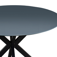 Table de salle à manger ronde Homful pour patio, base en tube métallique, plateau en verre imprimé givré de 5 mm, mobilier de jardin, bistrot, café en plein air