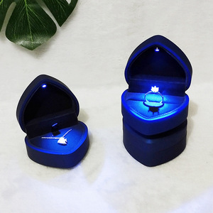 Romantic Luxury Jewelry Box Made In China Plastic Velvet Heart Shape Led Ring Box With Logo Necklace Engagement Box
