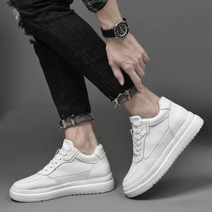 Wholesale Men Elevator <b>Shoes</b> 10cm Invisible <b>Height</b> <b>Increasing</b> Insole White PU Leather Casual Sneakers Board Walking Style <b>Shoes</b> - Product Image 6