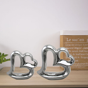 Ornements en céramique en forme <span class=keywords><strong>de</strong></span> coeur galvanisés en argent personnalisables décoration <span class=keywords><strong>de</strong></span> <span class=keywords><strong>table</strong></span> <span class=keywords><strong>de</strong></span> Noël et <span class=keywords><strong>de</strong></span> mariage à la maison - Product Image 2