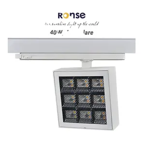 RONSE LED Square Track Light Adjust Led Showcase Museo Exposición comercial Slim Driver Adapter 40W Spotlight Square