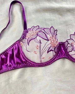 Conjunto de Lencería Sexy de Dos Piezas con Bordado de Encaje para Mujer, Conjunto de Sujetador Push-Up Delgado para Senos Grandes, Control Ligero, Color Morado - Product Image 5