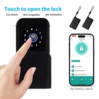 Boîte à clés intelligente Tuya avec verrouillage par empreinte digitale et mot de passe, étanche, à suspendre au mur, pour utilisation sur porte en bois, avec stockage cloud