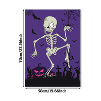Nouvel Arrivage : Affiche de jeu d'Halloween KZR, Décorations et accessoires de fête à thème crâne violet, Ensemble de citrouilles de dessin animé, en papier rectangulaire