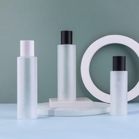 Botol Toner Dinding Ganda Bahan PET 100ml 150ml 200ml Bentuk Silinder Tutup Ulir Sablon Serum Perawatan Kulit Warna Kustom