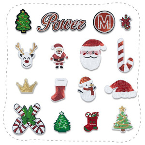 Ensemble de Noël personnalisé, broderie à paillettes, patchs à repasser, appliques thermocollantes pour vêtements, sac à dos, décoration - Product Image 2