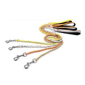 Correas de perro de cadena de color dorado y plateado de acero inoxidable con almohadilla de neopreno Mango de nailon para perros pequeños, medianos y grandes - Product Image 3