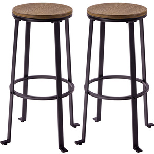 Ensemble de 2 tabourets de bar, assise en bois, structure en métal, tabourets de bar hauts pour mobilier de bar - Product Image 4