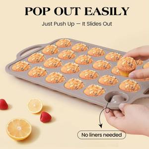 MUYULINS Factory 24-cup LFGB non-stick BPA Free metal reinforced frame mini silicone cupcake pan American <b>cake</b> <b>tin</b> baking mold - Product Image 4