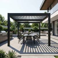 Pergola bioclimatique de luxe en aluminium à lames orientables, motorisée avec télécommande, imperméable, pour jardin, gazebo extérieur, pavillon moderne pour patio