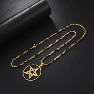 Kalung liontin lapis emas 18k, liontin <span class=keywords><strong>Pentagram</strong></span> berlapis emas 18k, Perhiasan Wanita Stainless Steel, Kalung liontin <span class=keywords><strong>Pentagram</strong></span> perak - Product Image 5