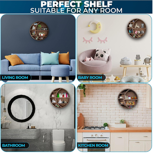 Decorative Home Hanging Display <strong>Shelf</strong> For Bedroom,Dorm,Nursery Easy Mount Storage Crystals Wooden Crescent <strong>Moon</strong> <strong>Shelf</strong> Wall Decor - Product Image 6