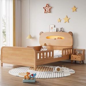 Letto per bambini in legno massello di <span class=keywords><strong>piccole</strong></span> <span class=keywords><strong>dimensioni</strong></span> di 1.2 metri 1.5 con parapetto a forma di orso luce notturna-per camera da letto o Hotel - Product Image 3