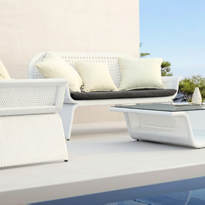 Juego de sofá de exterior de ratán polivinílico de estilo moderno con marco de aluminio para jardín, comedor, villa, exterior y sala de estar - Product Image 1