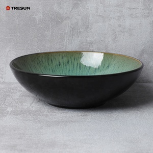 Vaisselle de luxe nordique noire et bleue émaillée réactive bicolore <span class=keywords><strong>18</strong></span> <span class=keywords><strong>pièces</strong></span> à prix réduit <span class=keywords><strong>Service</strong></span> d'<span class=keywords><strong>assiettes</strong></span> et bols en céramique pour 6 personnes - Product Image 4