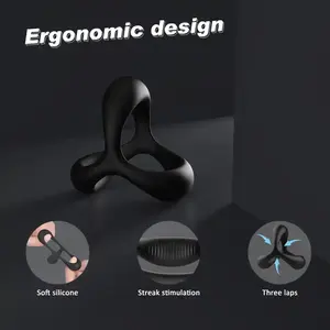 Anillo de pene de goma de silicona para hombre, Triple negro, retraso en la eyaculación, Juguetes sexuales, glande, jaula para pene, anillo para pene, entrenador, anillo para pene para hombres - Product Image 4