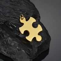 Breloques Puzzle en acier inoxydable plaqué or 18 carats, pendentif puzzle pour couple, collier, bracelet, bijoux, accessoires