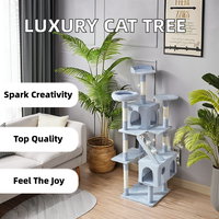 En gros Arbre à chat multi-niveaux en bois écologique avec condo et poteaux à gratter en sisal, grand modèle d'intérieur