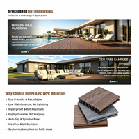 Terrasse en composite WPC moderne, imperméable, ignifuge, résistante aux intempéries, écologique, design rainuré, système de pose par clic