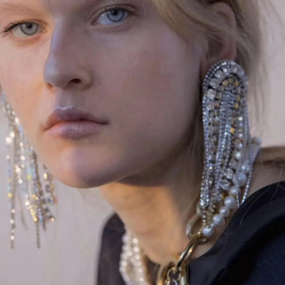 Knimei — boucles d'oreilles bohémiennes 2020, bijoux tendance, de luxe, grande perle, cristal, de mariage, de mariée et de fête