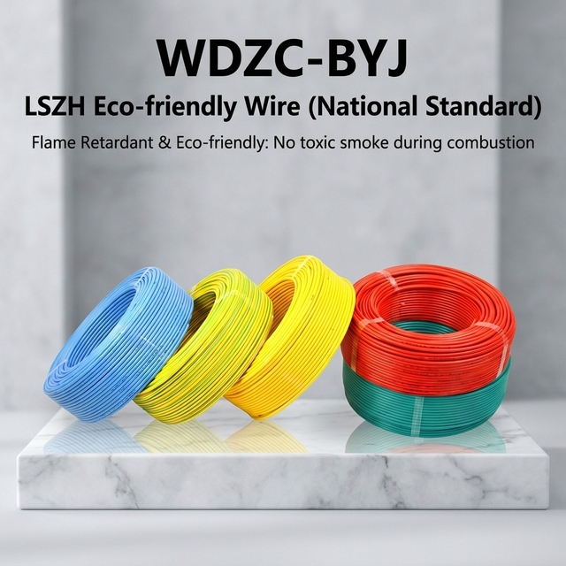 WDZN-BYJ Low Smoke Zero Halogen Flame Retardant Fire Resistant Cable Solid Copper XLPE Insulated Emergency Circuit Electric Wire