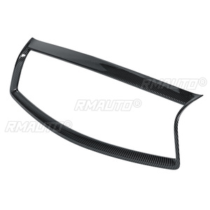 Glossy <b>Black</b>/Carbon Fiber Look Front Grille Trim Overlay Cover Add on Front Bumper Grill <b>Frame</b> for INFINITI Q50 Q50S 2014-2021 - Product Image 3