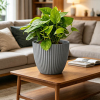 Pot de fleurs en polypropylène léger et durable de 5 pouces, écologique, pour décoration de jardin intérieur/extérieur, classique à rayures verticales