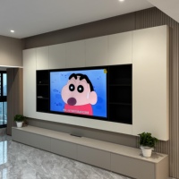 Meuble TV mural flottant de luxe moderne, centre de divertissement en bois sur mesure, console multimédia, armoire de rangement pour chambre à coucher