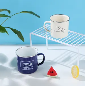 hot sale nice price fashion popular Simple color water cup flanging enamel tea milk coffee mug